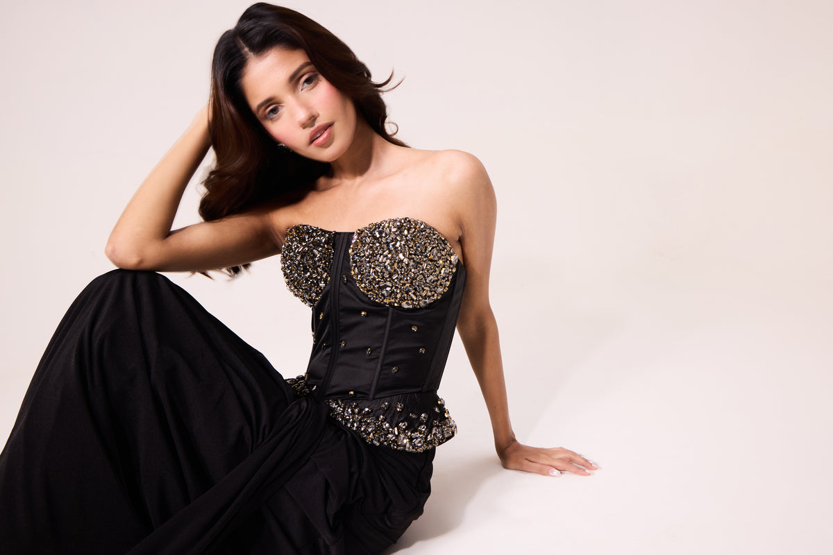 After midnight set with drape skirt